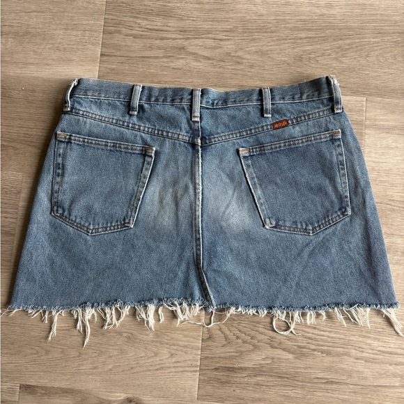 Vintage Rustler Denim Frayed Hem Mini Skirt - Picture 2 of 5